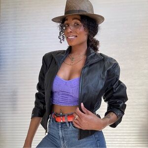 Bermans Timeless Black Leather Bomber Jacket